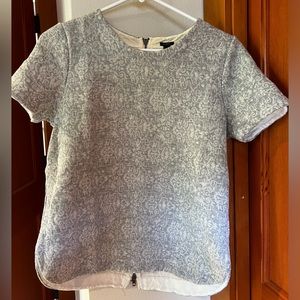 JCrew short sleeve gray jacquard blouse